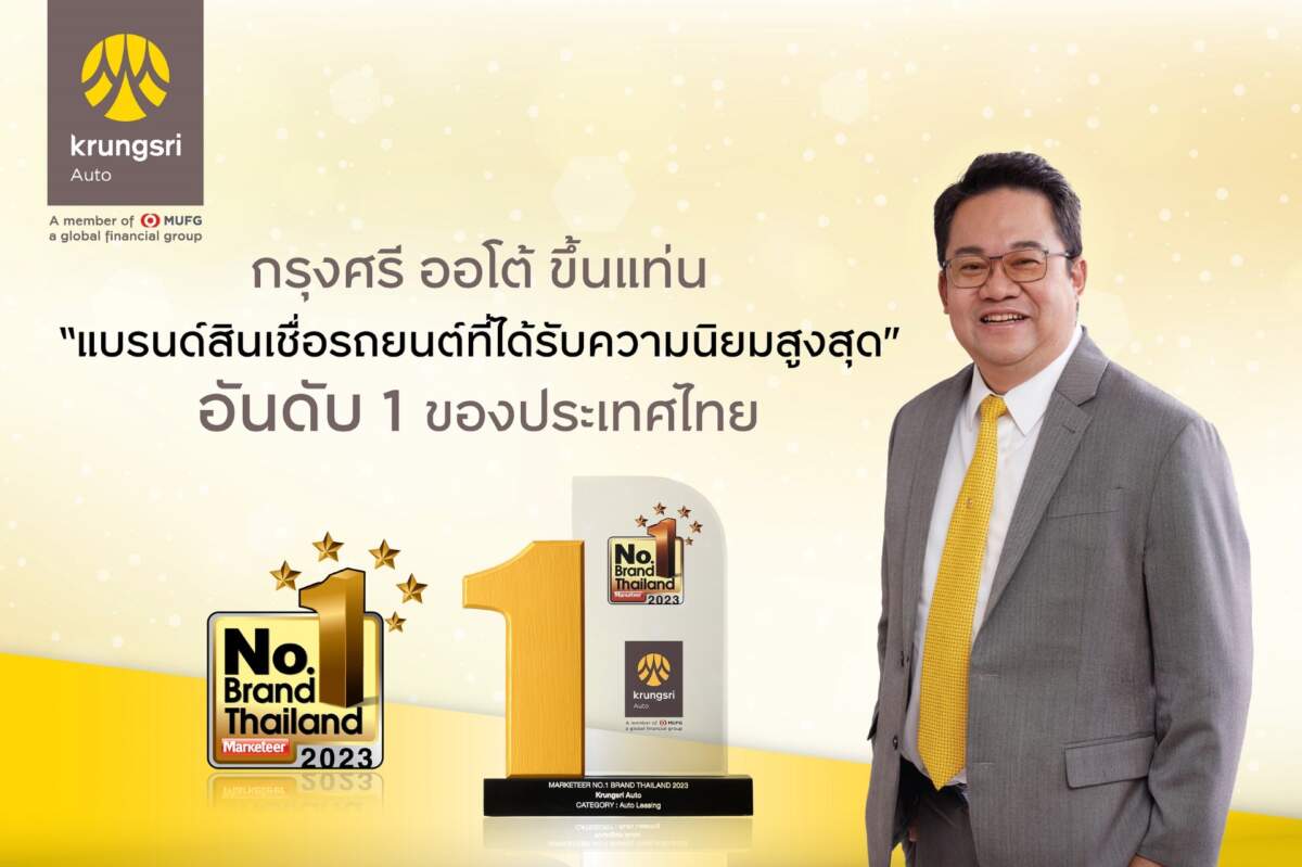 “กรุงศรี ออโต้” คว้ารางวัลแบรนด์ยอดนิยมอันดับ 1 ของประเทศไทย ตอกย้ำผู้นำสินเชื่อยานยนต์ที่ได้รับความนิยมสูงสุด ปี 2023