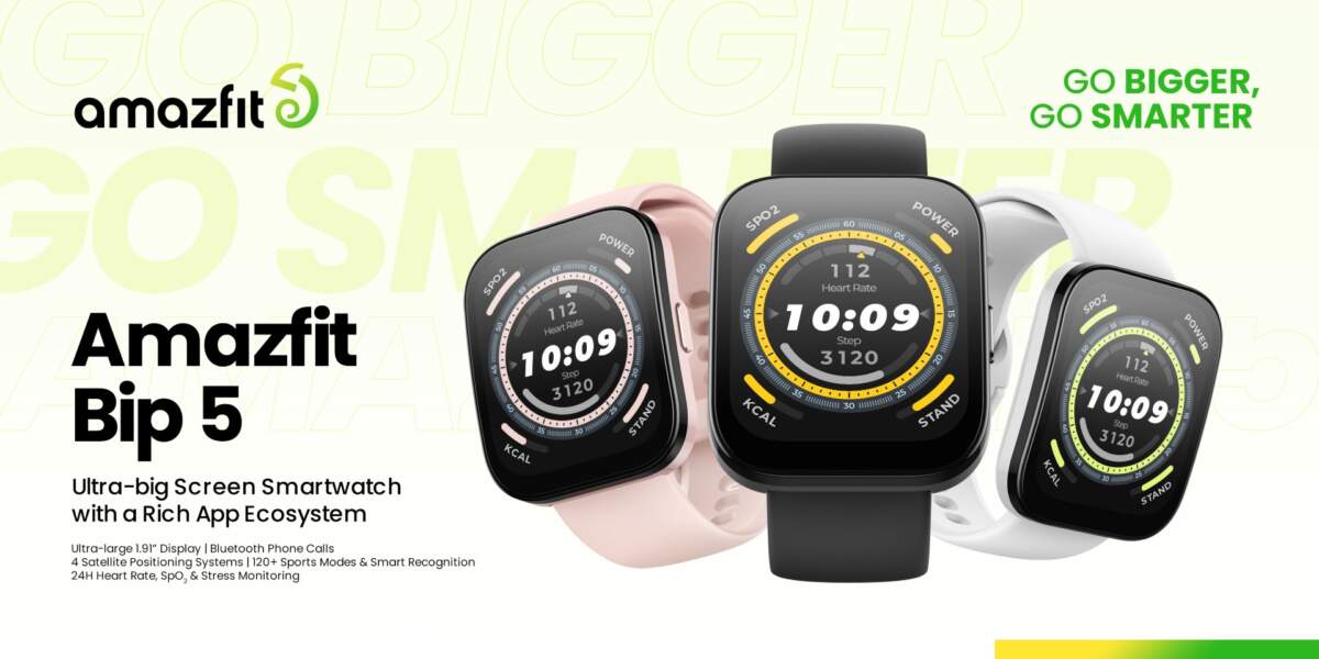 Amazfit Bip 5 สมาร์ทวอทช์รุ่นใหม่ล่าสุด ใหญ่และฉลาดยิ่งขึ้น อัดแน่นด้วยแอปพลิเคชันและเกมกว่า 70 แอปฯ และอื่น ๆ อีกมากมาย
