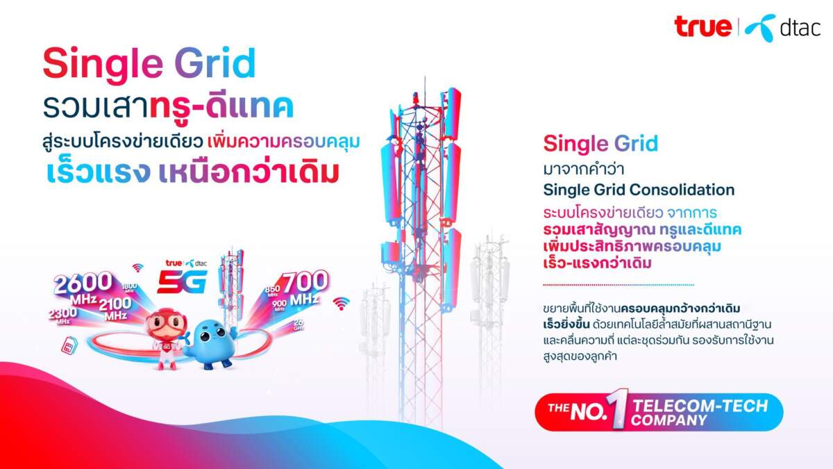 True แจง “Single Grid” เพิ่มคุณภาพเน็ตมือถือเร็วกว่าเดิมสูงสุดราว 110%