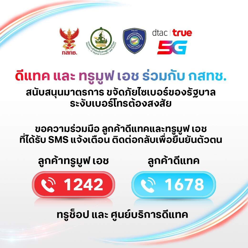 ทรู คอร์ปอเรชั่น ขานรับนโยบาย กสทช. หนุนมาตรการขจัดภัยไซเบอร์ของรัฐบาลระงับเบอร์โทรต้องสงสัยที่โทรออกมากผิดปกติ