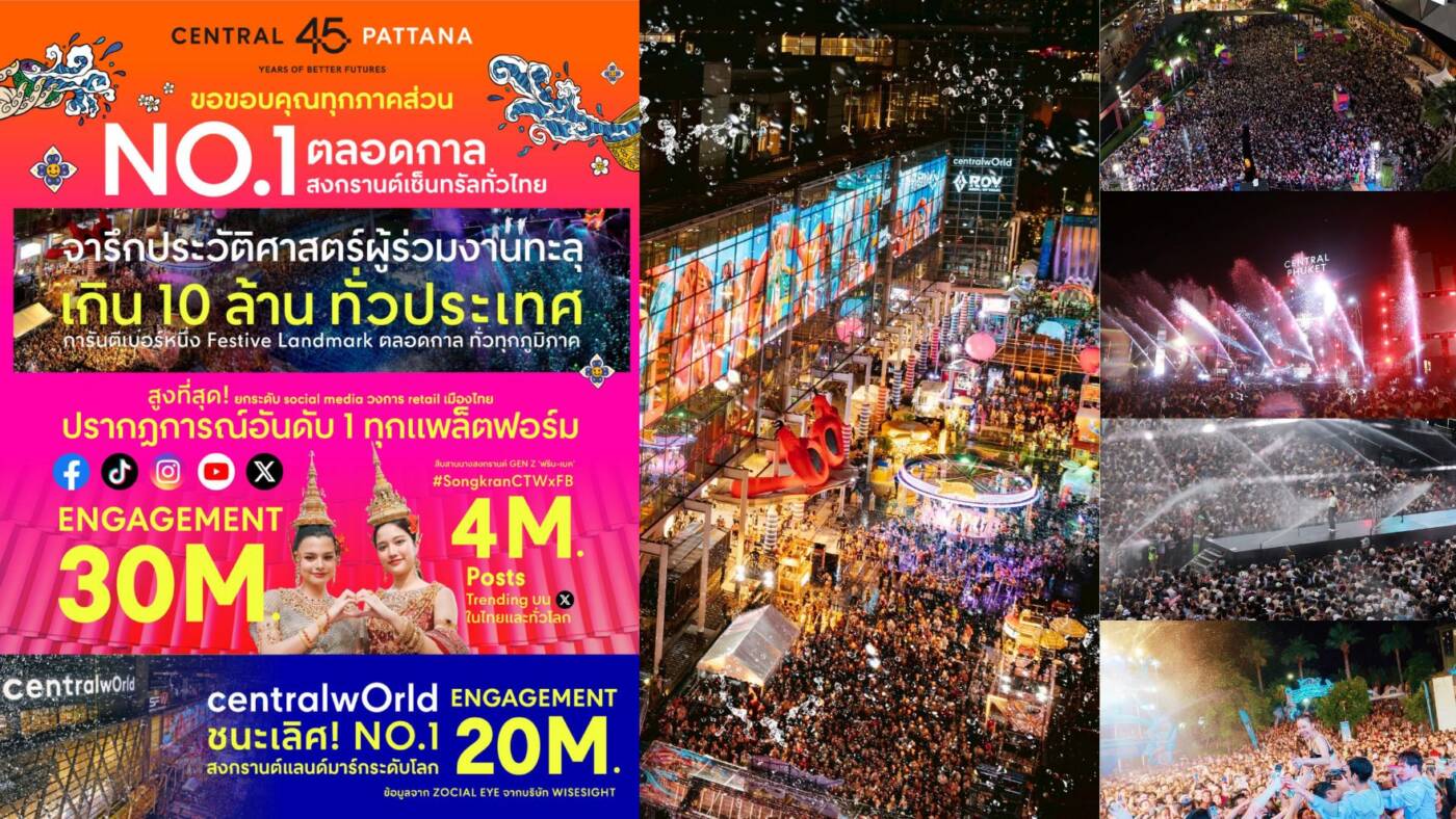 เซ็นทรัล สร้างปรากฏการณ์สงกรานต์แห่งปี ยอดผู้ร่วมงานทั่วประเทศทะลุ 10 ล้าน ตอกย้ำเบอร์ 1 Culturetainment ระดับโลก