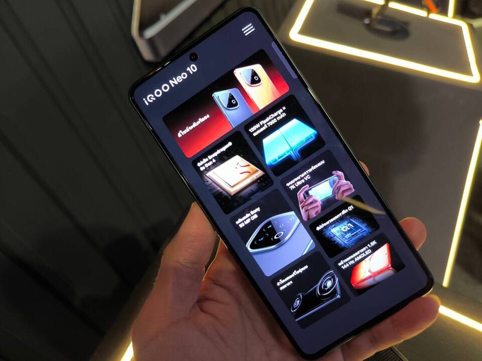 iQOO Neo 10 เปิดตัวในไทย ขุมพลัง Snapdragon 8s Gen 4 พร้อมชิป Q1 มอบประสบการณ์เกมมิ่งขั้นสุด แบต 7000mAh ชาร์จไว 120W เริ่มต้น 15,900 บาท