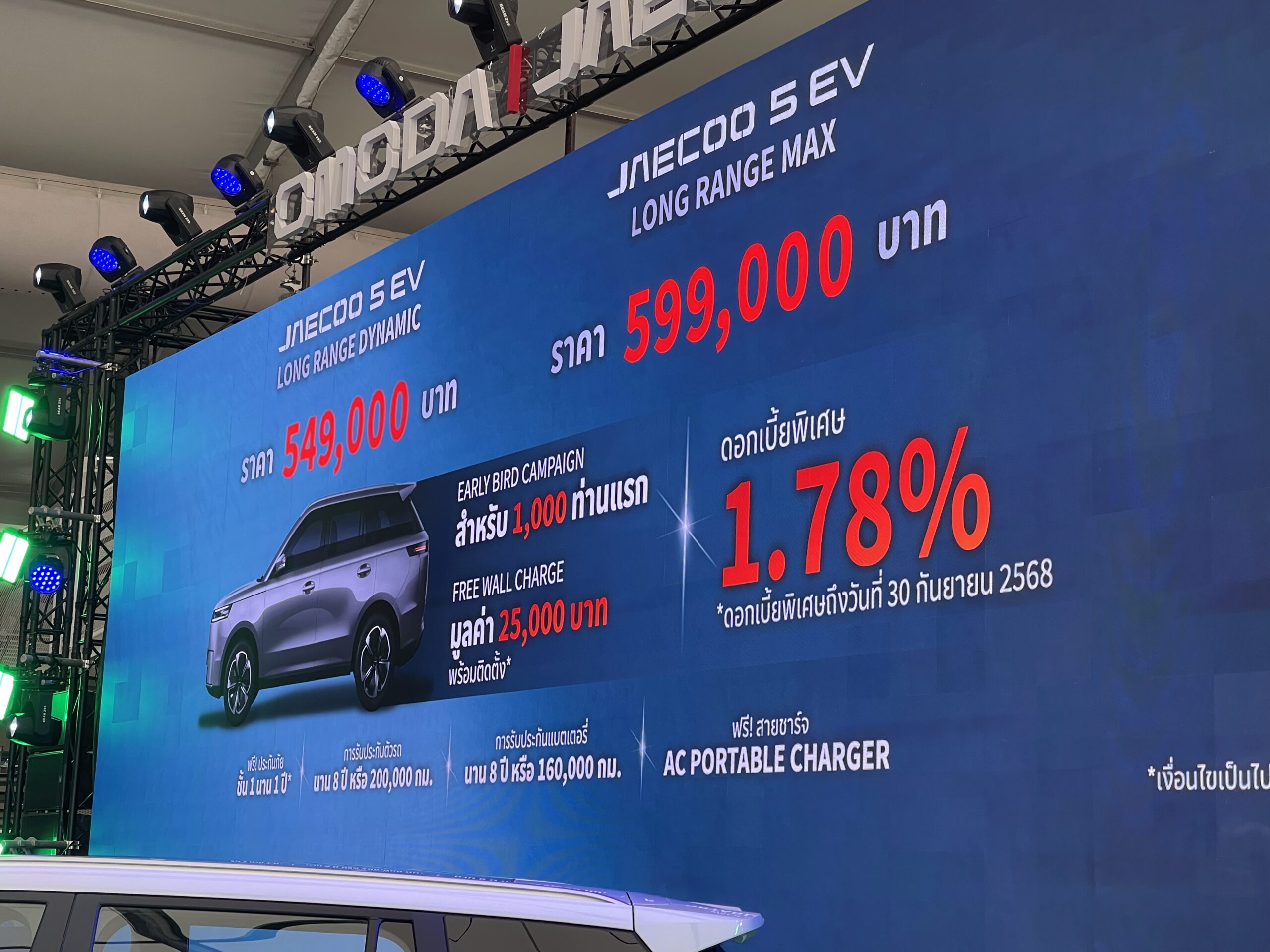 JAECOO 5 EV ราคาเริ่มต้น 6.29 แสนบาท จัดโปรฯ 1,000 คันแรก เหลือ 5.49 แสน