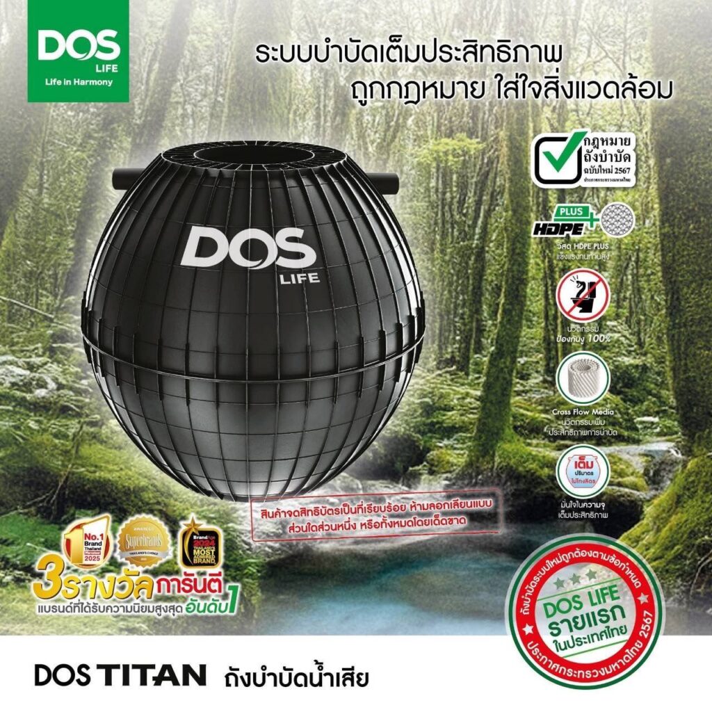 DOS LIFE เปิดตัว “DOS TITAN” ถังบำบัดน้ำเสียมาตรฐานใหม่ยกระดับสุขอนามัย เป็นมิตรต่อสิ่งแวดล้อม