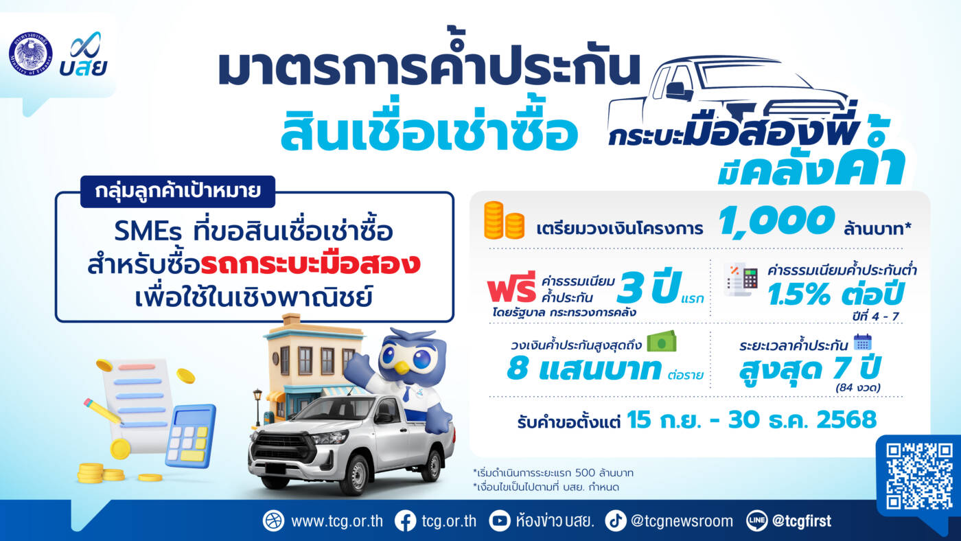 บสย. ส่งมาตรการ “กระบะ (มือสอง) พี่ มีคลังค้ำ” กระตุ้นเศรษฐกิจช่วย SMEs