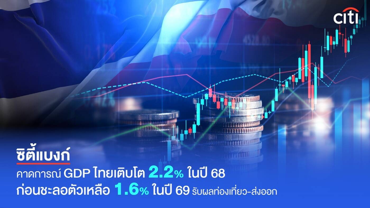 ซิตี้แบงก์คาดการณ์: เศรษฐกิจโลกชะลอตัวครึ่งหลังปี 68 เหลือ 1.5% - จีดีพีไทยปี 69 โตเพียง 1.6% รับแรงกดดันการค้า-การท่องเที่ยวเปราะบาง