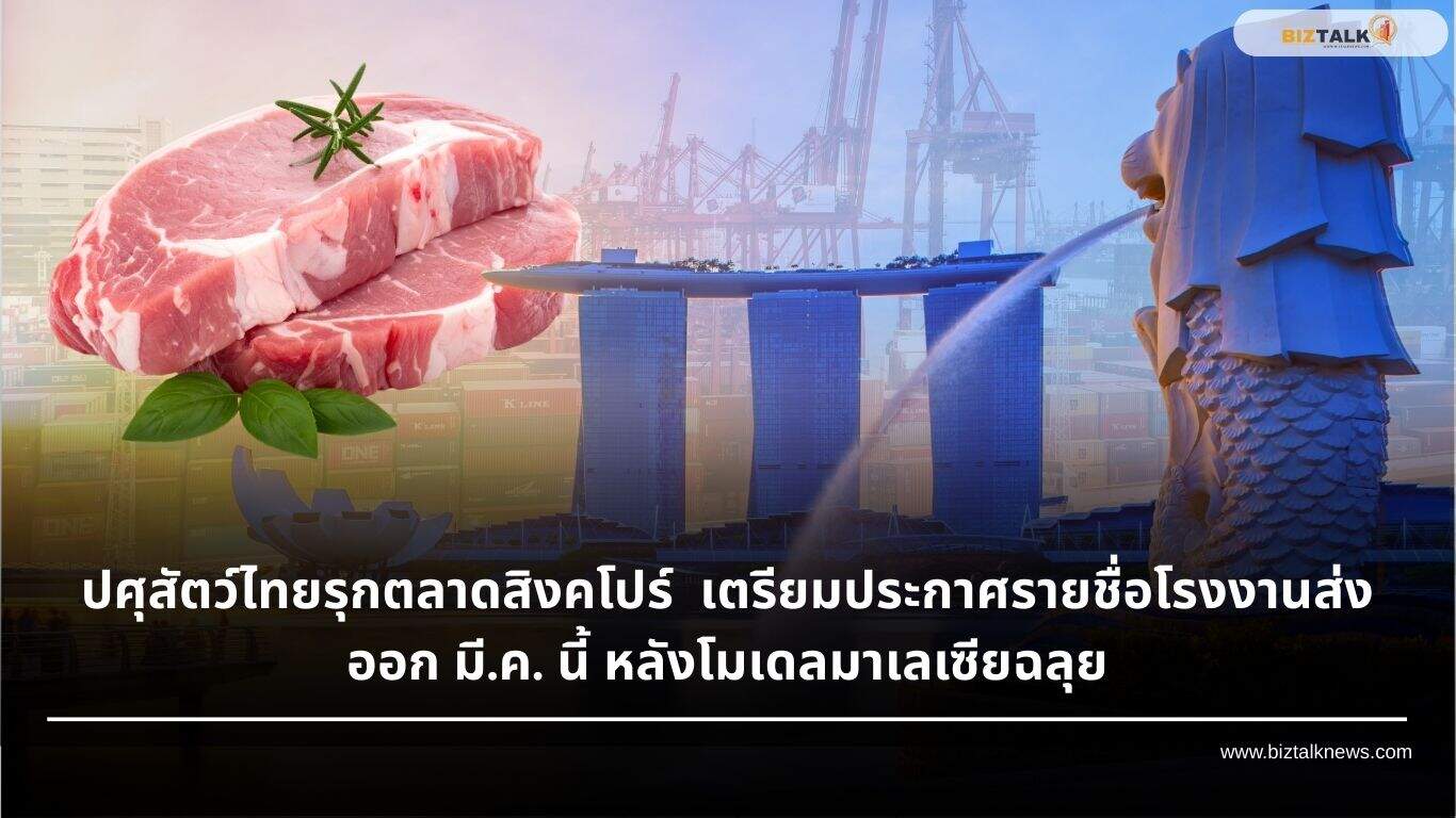 ปศุสัตว์ไทยรุกตลาดสิงคโปร์! เตรียมประกาศรายชื่อโรงงานส่งออก มี.ค. นี้ หลังโมเดลมาเลเซียฉลุย