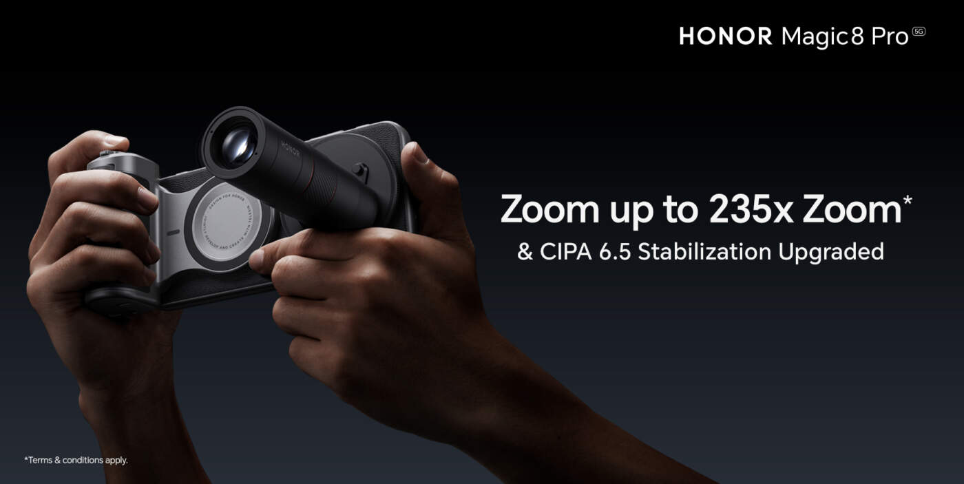 Honor เปิดตัวชุดแต่งกล้อง Magic8 Pro Professional Imaging Kit อัปเกรดซูม 200mm พร้อมกันสั่น