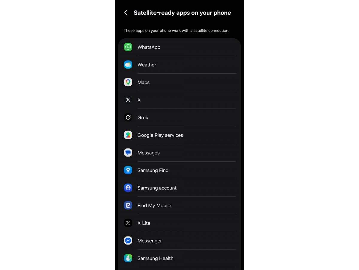 Samsung เพิ่มฟีเจอร์ใหม่! แสดงรายชื่อแอปที่รองรับระบบสื่อสารผ่านดาวเทียม (Satellite-ready)