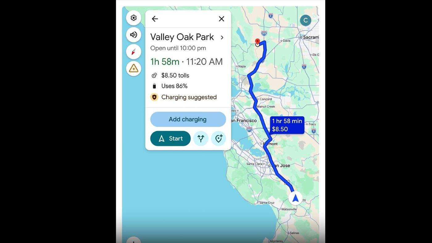 Google Maps อัปเกรดฟีเจอร์ AI วางแผนจุดชาร์จ EV ครอบคลุมรถกว่า 350 รุ่นผ่าน Android Auto