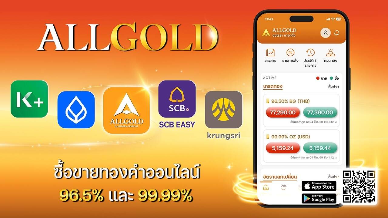 ALLGOLD จับมือ 4 แบงก์ยักษ์ ปฏิวัติเทรดทอง Real-time ผ่าน API เชื่อมต่อ O2O รับทองจริงได้ที่สาขาออโรร่าทั่วประเทศ