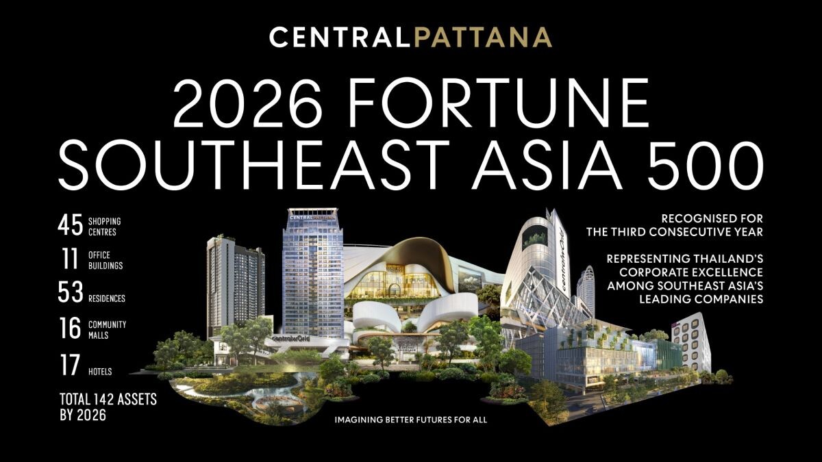 เซ็นทรัลพัฒนา ติดอันดับ Fortune Southeast Asia 500 ต่อเนื่อง 3 ปีซ้อน