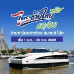 ข่าวดีคนเดินทาง! เรือไฟฟ้า “ไทย สมายล์ โบ้ท” ร่วมโครงการ “ไทยช่วยไทย พลัส 60/40” จ่ายเริ่มต้นเพียง 12 บาท เริ่ม 1 ส.ค. นี้